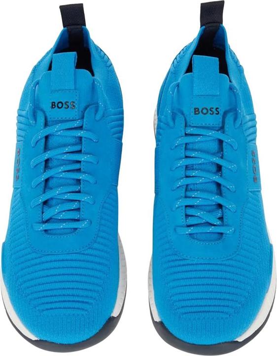 Actual product image BOSS Mens Titanium Suede Panel Running Trainers (39.5)