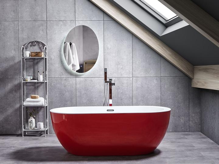 Produktbild Beliani Badewanne freistehend rot oval 170 x 80 cm NEVIS (220 l, 80 cm)