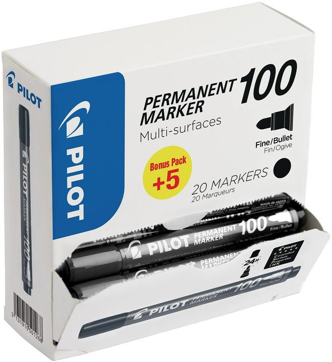 Actual product image Pilot Permanent Marker 100 XL 15+5 Free Black (Black, 4.50 mm, 15 x)