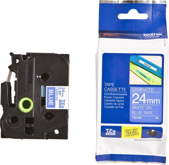Actual product image Brother Tze-555 (2.40 cm, Blue, White)