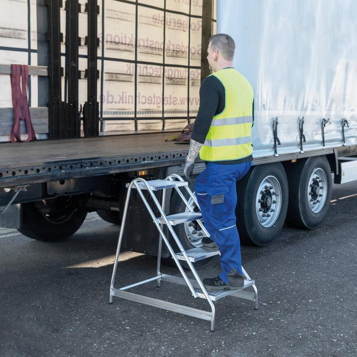 Image du produit Munk Échelon de travail accessible d'un côté Aluminium strié 3 marches (Échafaudages, 76.70 cm)