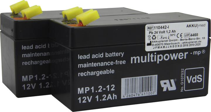 Image du produit Multipower Akkueinsatz Hill Rom Krankenhausbett Typ Evolution MA2B, MA8A, CB12 (1 pcs, Spécifique à l'appareil, 1200 mAh, Piles rechargeables + chargeur)