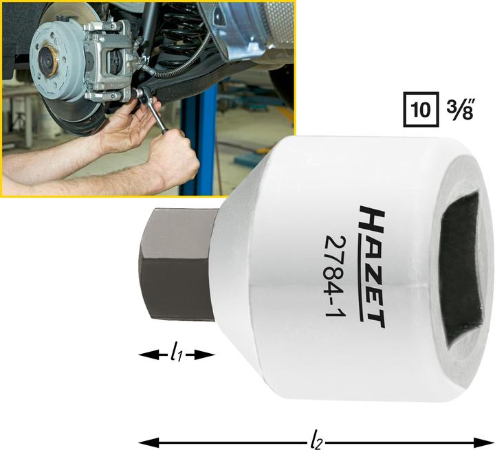 Produktbild HAZET Bremssattel Schraubendreher-Steckschlüsseleinsatz 2784-1 ∙ Vierkant10 mm (3/8 Zoll) ∙ Innen S… (7 mm)
