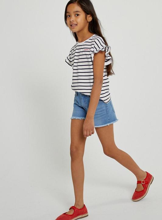 Immagine prodotto La Redoute Collections T-shirt a righe con volant sulle maniche e ricamo di un messaggio