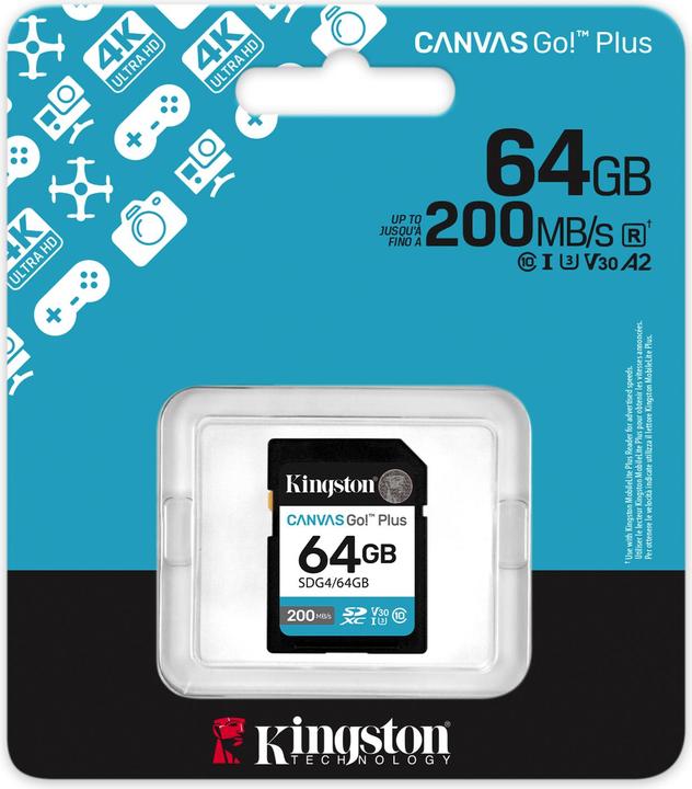 Immagine prodotto Kingston Card Canvas Go Plus SDG4 (64 GB, SDXC, U3, UHS-I)