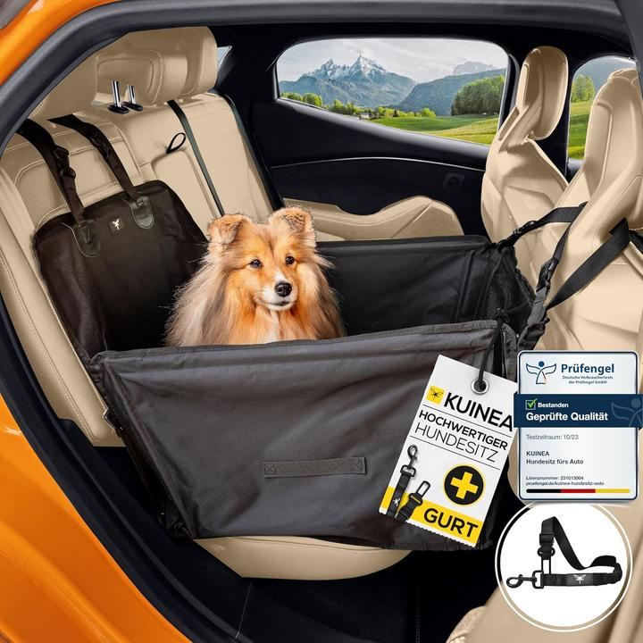 Kuinea Hunde Autositz mit Sicherheitsgurt (Hund, Faltbar, Atmungsaktiv)