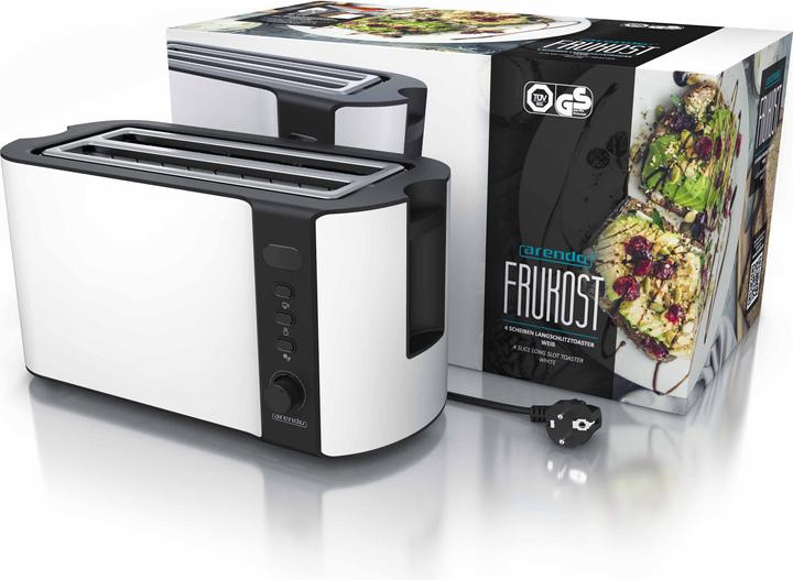 Immagine prodotto Arendo Tostapane in acciaio inox a 4 fette con slot lungo, scalda panini, display con indicatore del tempo
