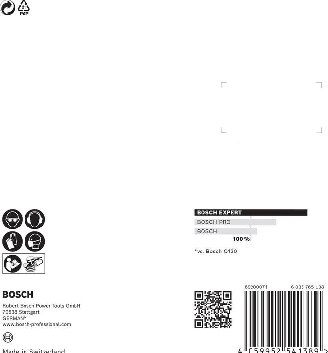Image du produit Bosch Professional Zubehör Papier abrasif Expert C470 avec 8 trous pour ponceuse excentrique, 115 mm, G 320, 5 pces. (320)