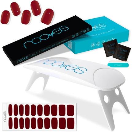 Nooves Vorgehärtete rote Gel-Nagelplatten mit tragbarer UV/LED-Nageltrocknerlampe 8W Midnight Rain (Make up set)