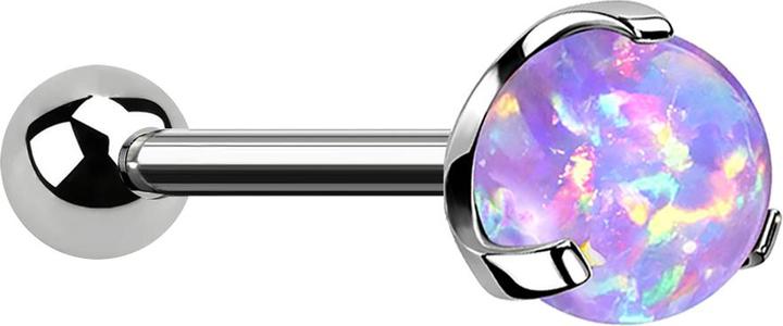 Actual product image Star Piercing Micro Threadless Barbell silber mit Kugel und Kugel Opal violett gefasst (without brass, Titanium G23)