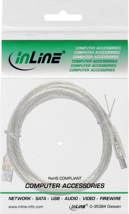 Produktbild InLine 10m USB 2.0 Kabel, A an B (10 m, USB 2.0)