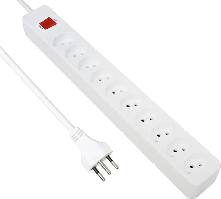 Produktbild Schönenberger STANDARD-LINE Steckdosenleiste 10xT.13, mit Schalter, 3m Kabel, weiss (10 x, Typ 13, 3 m)