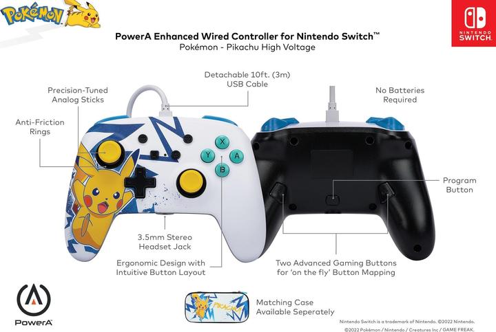 Image du produit PowerA Manette filaire améliorée pour Nintendo Switch - Pikachu High Voltage (Switch)