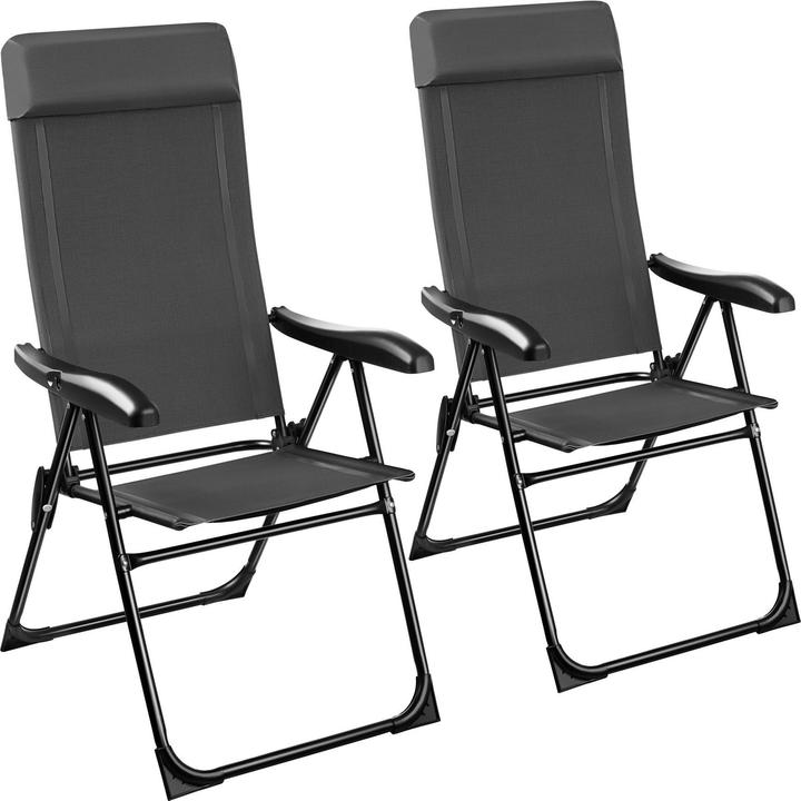 tectake 2x Foldable camping chair Müritz with head cushion