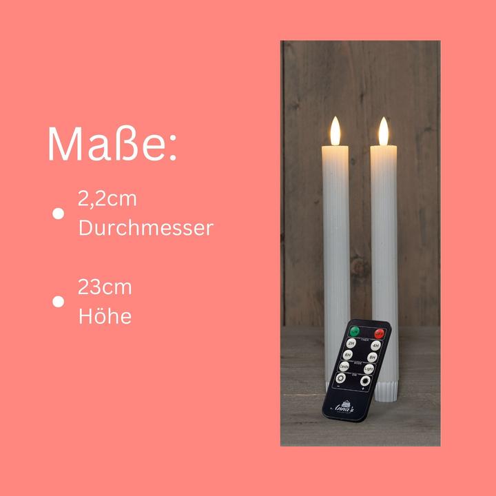 Actual product image Novaliv LED Stabkerzen 24 Stück ECHTWACHS gerippt WEISS - mit Timer Funktion 6 Stunden - 23cm Höhe für (24 x)