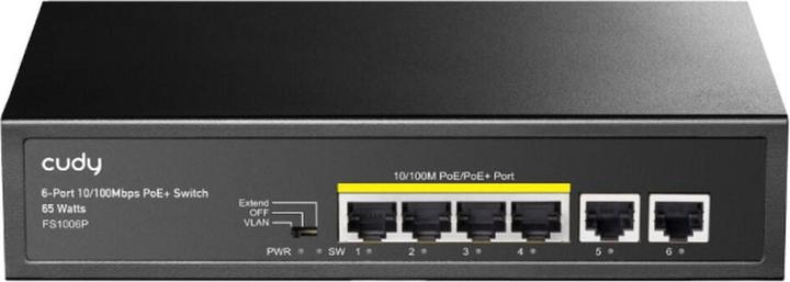 Produktbild Cudy FS1006P network switch Fast Ethernet (10/100) Power over Ethernet (PoE) Black (6 Ports)