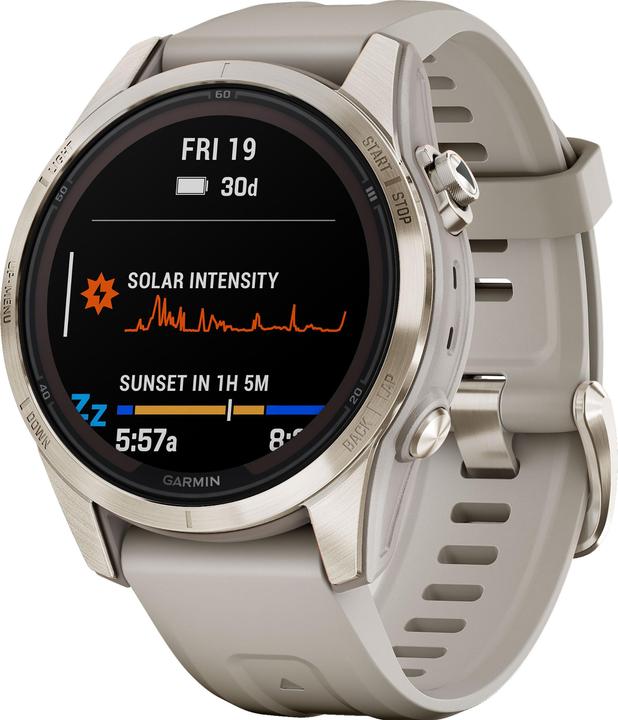 Image du produit Garmin Fenix 7S PRO GPS Montre multisports, Sapphire Solar Edition, blanc/or doux (42 mm)