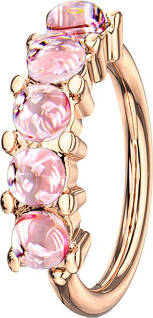 Star Piercing Micro Piercing Ring rosegold fünf Epoxidsteinen pink (Chirurgenstahl 316L, ohne Messing)