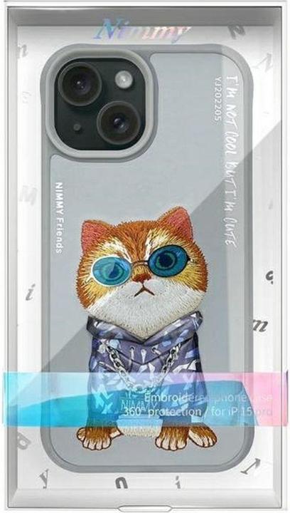 Produktbild Mocco Nimmy case iPhone 15 6.1" gray Glasses Cool Cat (Apple iPhone 15)
