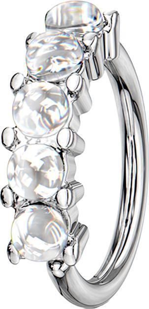 Star Piercing Micro Piercing Ring silber fünf Epoxidsteinen weiss (Chirurgenstahl 316L, ohne Messing)