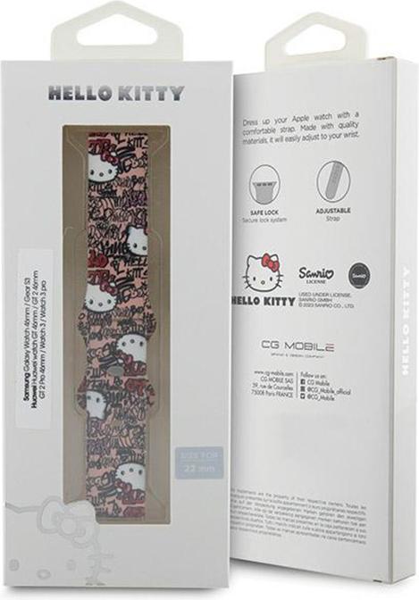 Immagine prodotto Hello Kitty Pasek Uniwersalny HKUWLSDGPTP Tag in silicone Graffiti różowy/cinturino rosa 22mm