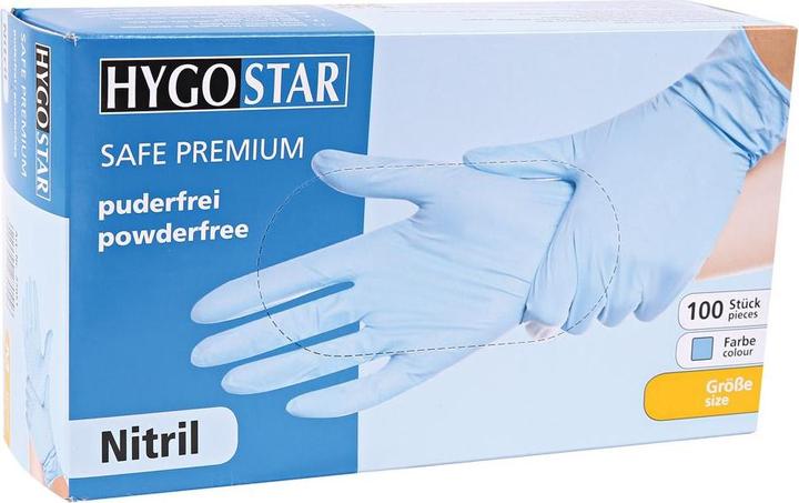 Produktbild Hygostar Nitril-Handschuh SAFE PREMIUM, L, blau, puderfrei (L)