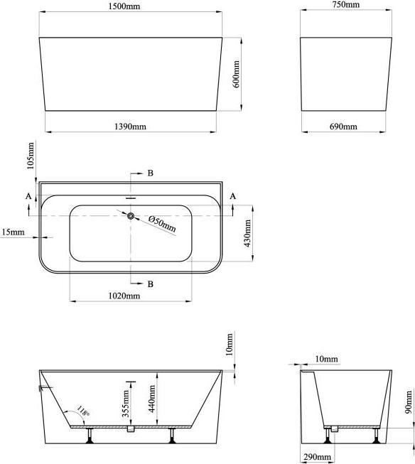 Produktbild Shower Design Atesa (216 l, 75 cm, 150 cm)