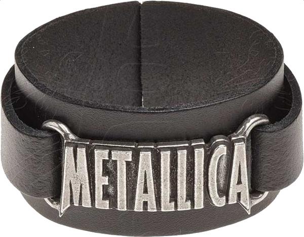 Rock Off Metallica Alchemy Rocks Logo Leather Wristband Black (1.40 cm, Leder und feinem englischem Zinn)