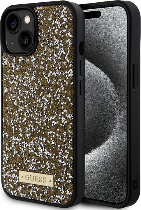Image du produit Guess GUHCP15SPFGSBSD iPhone 15 6.1" żółty/yellow hardcase Rhinestone Metal Logo (Apple iPhone 14, Apple iPhone 15, Apple iPhone 13)