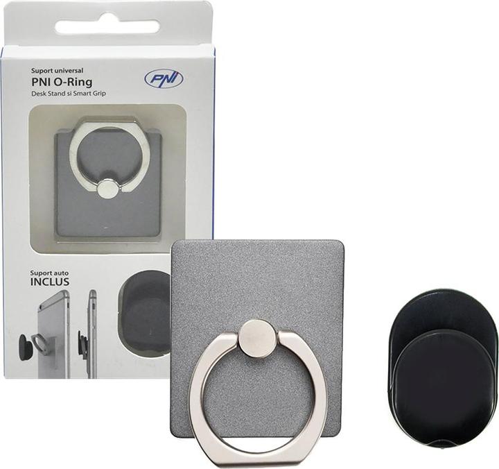 Produktbild PNI Universelle PNI-O-Ring-Halterung, Schreibtischständer und Smart Grip, Hellschwarz, Autohalterung im
