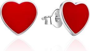 Agato - Silver earrings with red enamel Hearts AGT-E154P