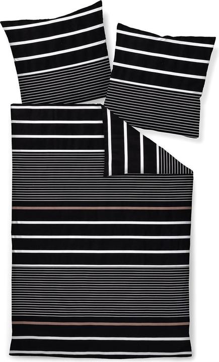 Produktbild Janine Mako-Satin Bettwäsche J.D. 87105 nougat schwarz (Bettwäsche Set, 155x200 cm + 80x80 cm)