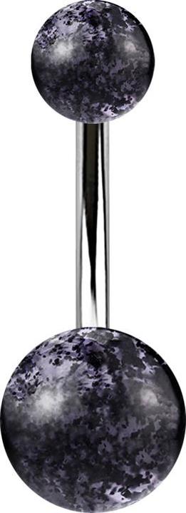 Star Piercing Banane silber mit zwei Glitter Kugeln schwarz (Acryl, ohne Messing, Chirurgenstahl 316L)