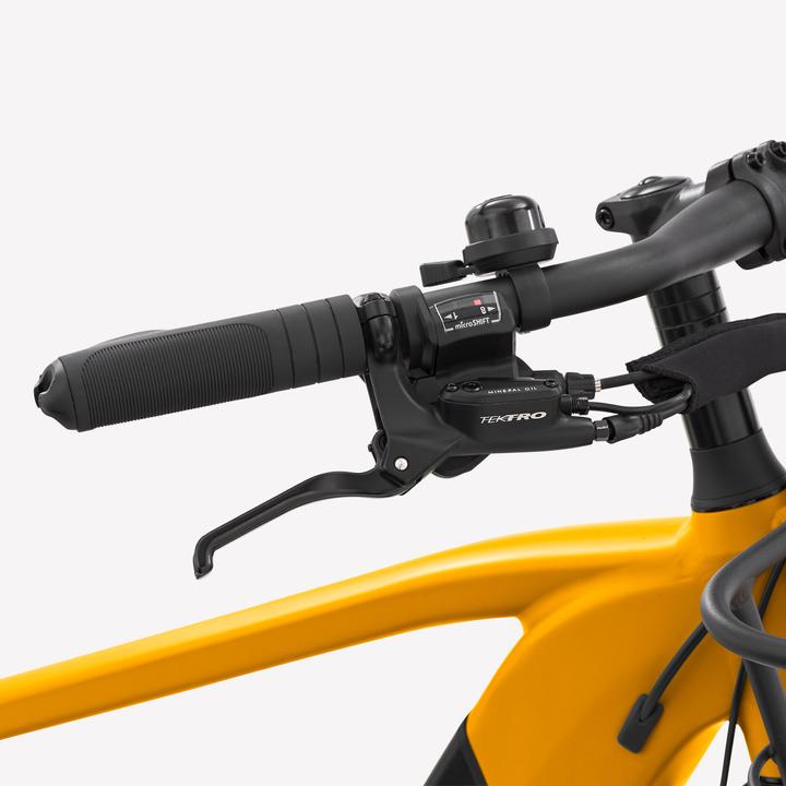 Actual product image Btwin E-cargo bike Cargobike R500E Longtail V2 yellow (44 cm)