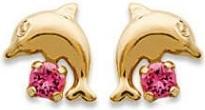 Actual product image Lara EARRINGS Gold - PINK CRYSTAL - DOLPHIN