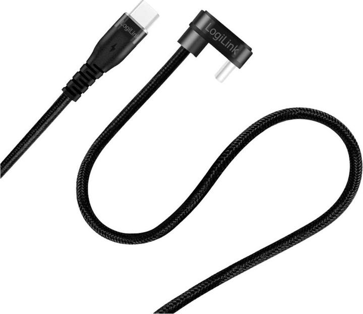Immagine prodotto LogiLink Cavo USB 2.0 Type-C, da C/M 180° a USB-C/M, alluminio, nero, 2 m (2 m, USB 2.0, 60 W)