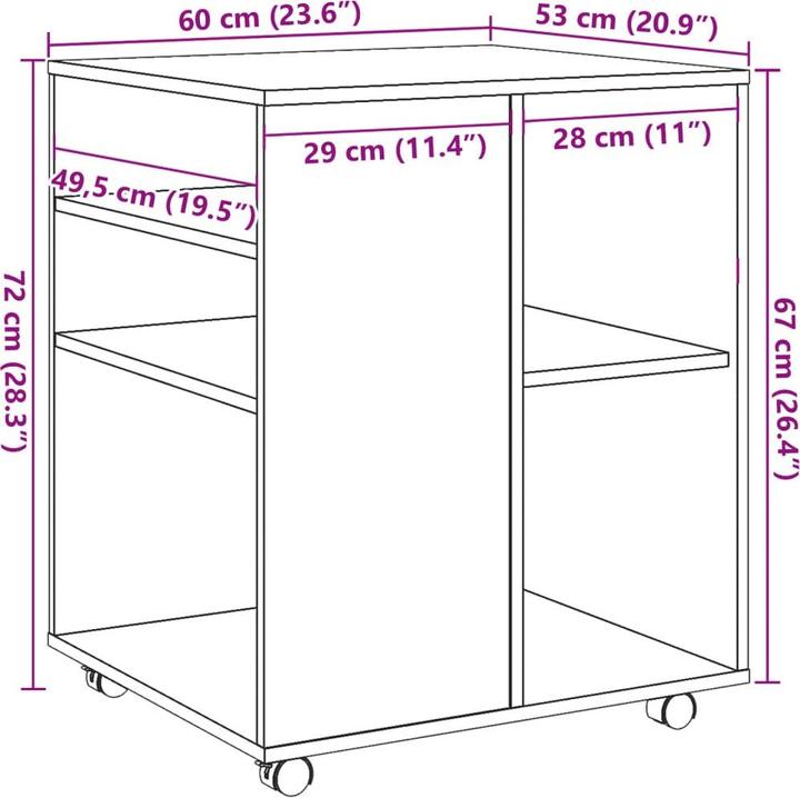 Actual product image VidaXL Rollschrank -Optik (60 x 53 x 72 cm)