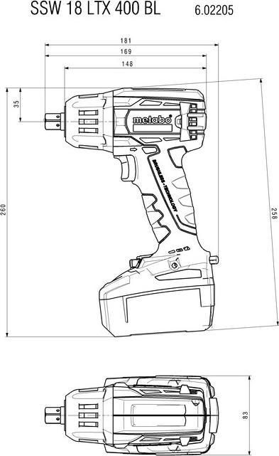 Actual product image Metabo SSW 18 cordless impact wrench (Rechargeable battery operated)