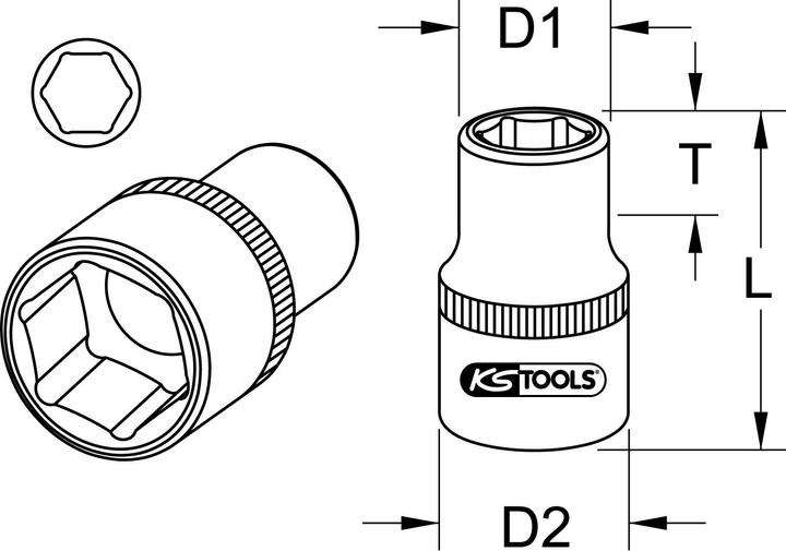 Productafbeelding KS Tools Roestvrijstalen contactdoos (30 mm)