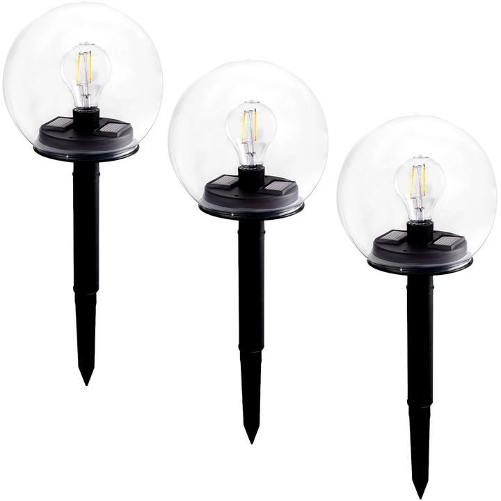 Immagine prodotto Grundig Lampada solare a globo in vetro con picchetto a terra rimovibile, set da 3 (IP44)