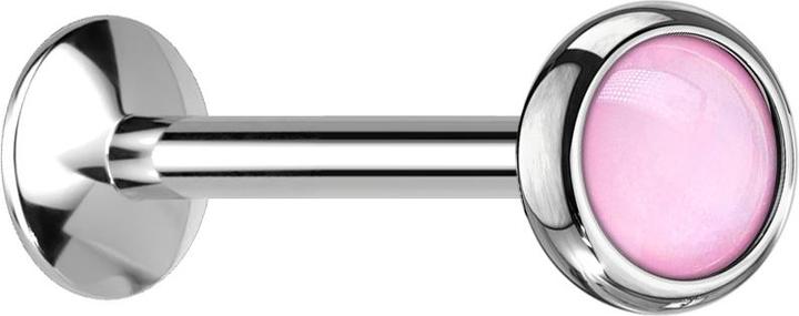 Star Piercing Micro UFO Labret Innengewinde silber mit Epoxidstein pink (Chirurgenstahl 316L, ohne Messing)