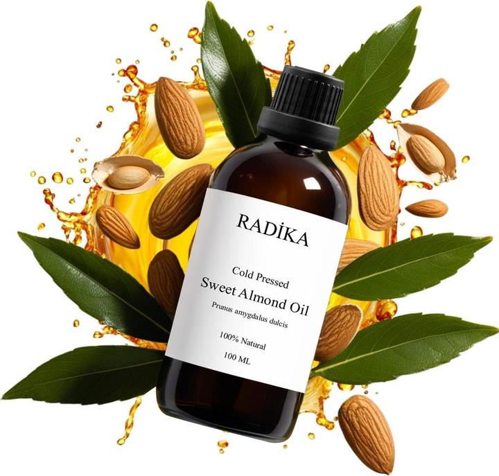 Image du produit Radika Huile d'amande douce, pressée à froid, 100% pure, BIO, naturelle, 100 ml (Huile pour le corps, 100 ml)