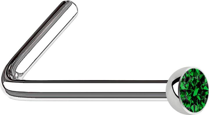 Star Piercing Nasenstecker gewinkelt silber mit Kristall grün (Chirurgenstahl 316L, ohne Messing)