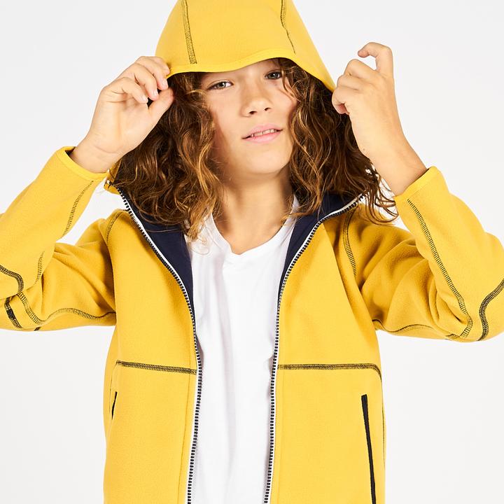 Immagine prodotto Tribord Giacca in pile da vela per bambini calda e reversibile 500 blu navy/giallo (164)