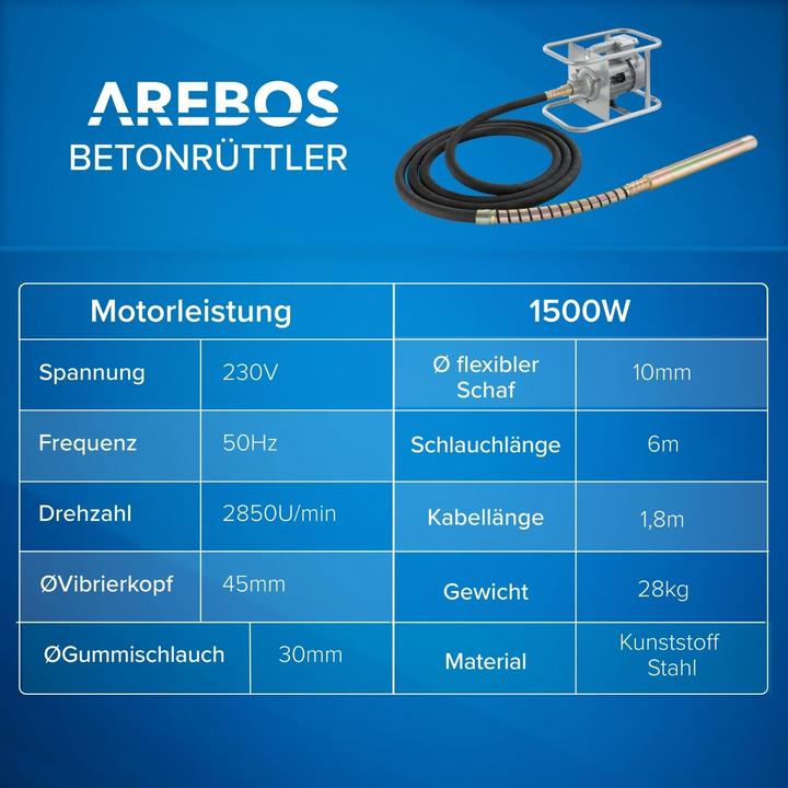 Actual product image Arebos Concrete vibrator