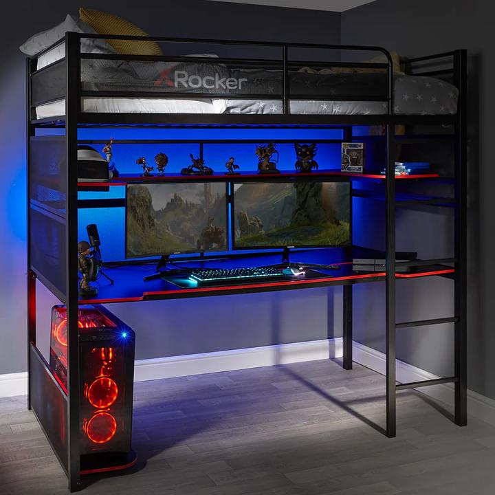 Actual product image X Rocker BattleBunk Gaming Bed with integrated XL Gaming Desk (90 x 190 cm)