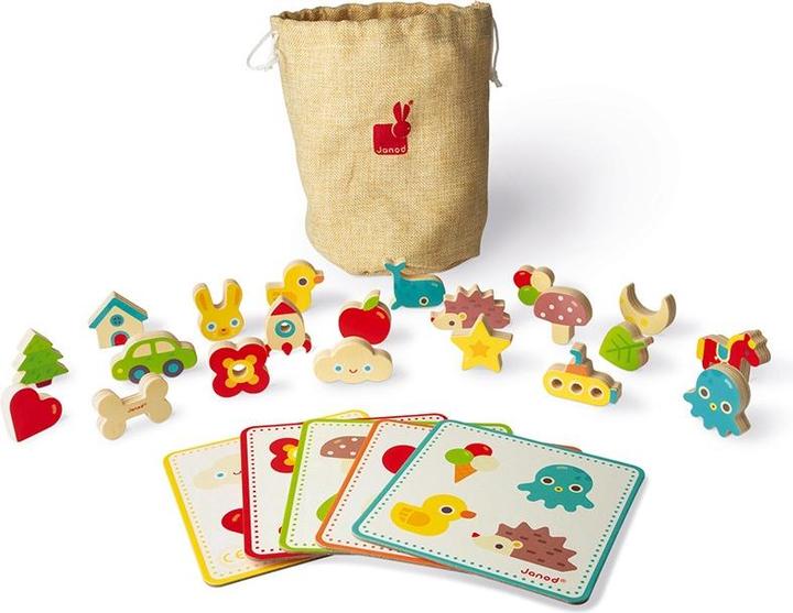 Produktbild Janod J05318 Memory-Tastspiel, lehrreiches Familienspiel, für Kinder ab 3 Jahren (Italienisch, Englisch, Spanisch, Deutsch, Niederländisch, Französisch)