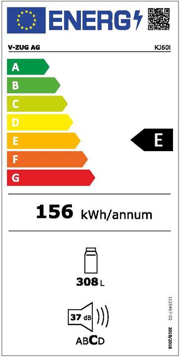 Energie-Label V-Zug Jumbo 60i KJ60il (308 l)