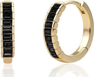 Produktbild Sparkling Jewels Sparkling Gold-Plated Earrings With Black Cubic Zirconias Eag23-Cz02