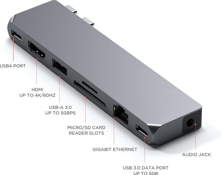 Immagine prodotto Satechi Dual USB-C Pro Hub Max (USB-C, 7 Porti)